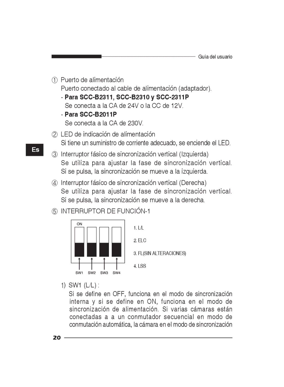 Samsung SCC-B2311P/TRK, SCC-B2311N, SCC-B2011P/TRK manual Para SCC-B2011P 