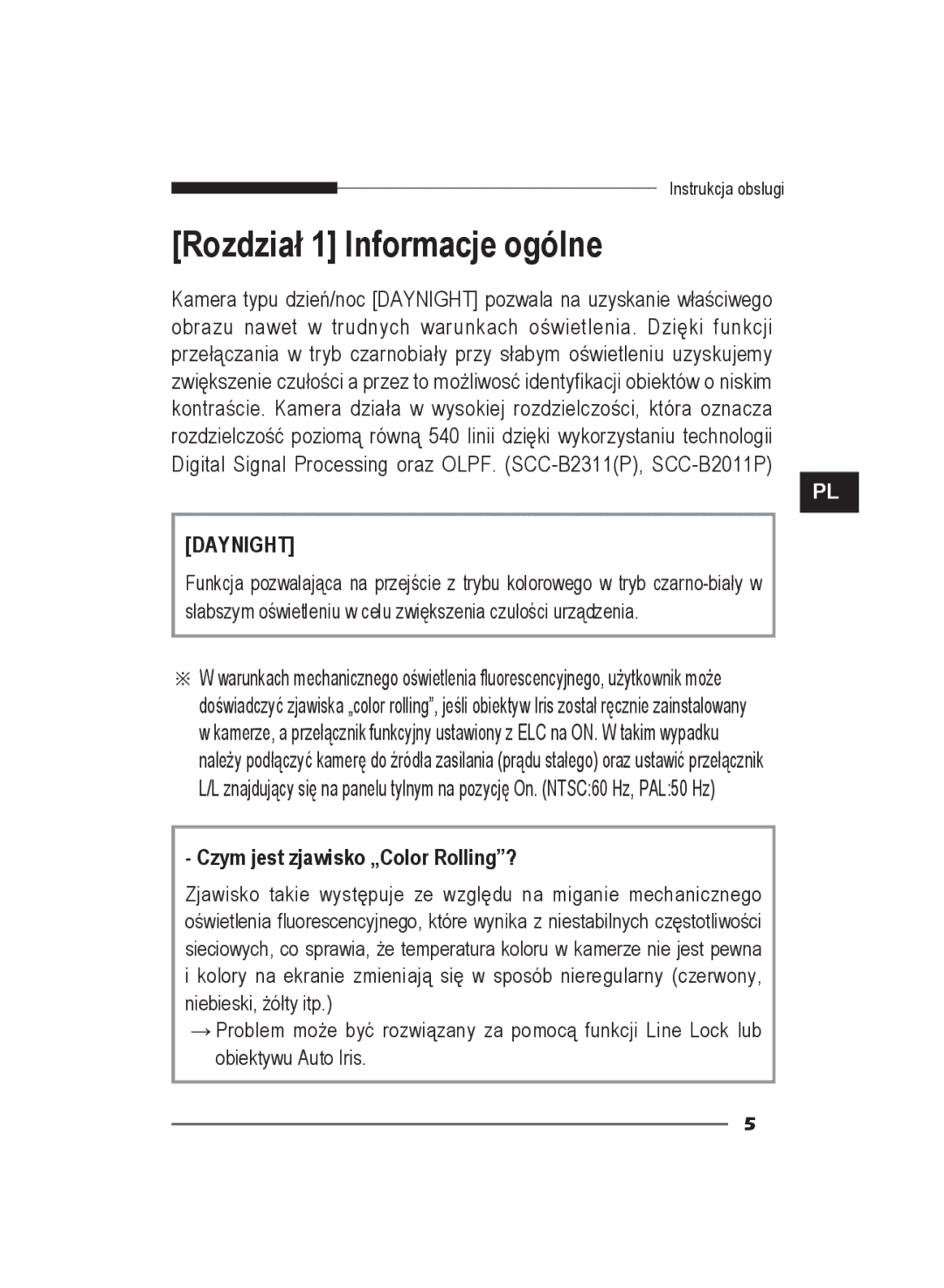 Samsung SCC-B2311N, SCC-B2311P/TRK, SCC-B2011P/TRK manual Rozdział 1 Informacje ogólne 