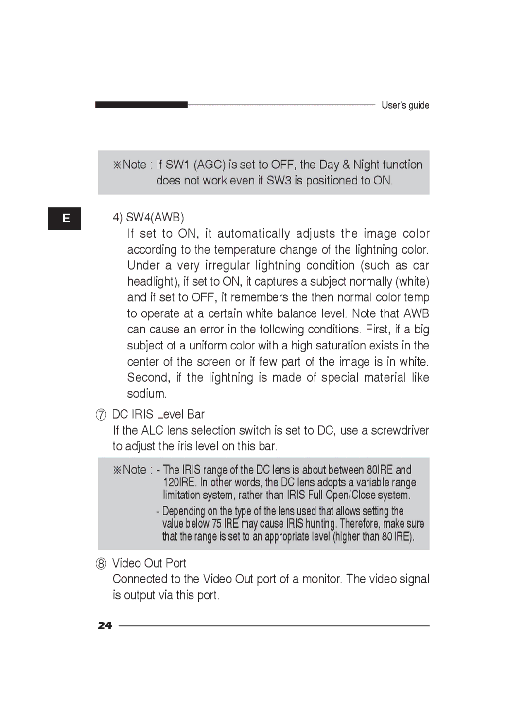 Samsung SCC-B2311P, SCC-B2310, SCC-B2011P manual SW4AWB 