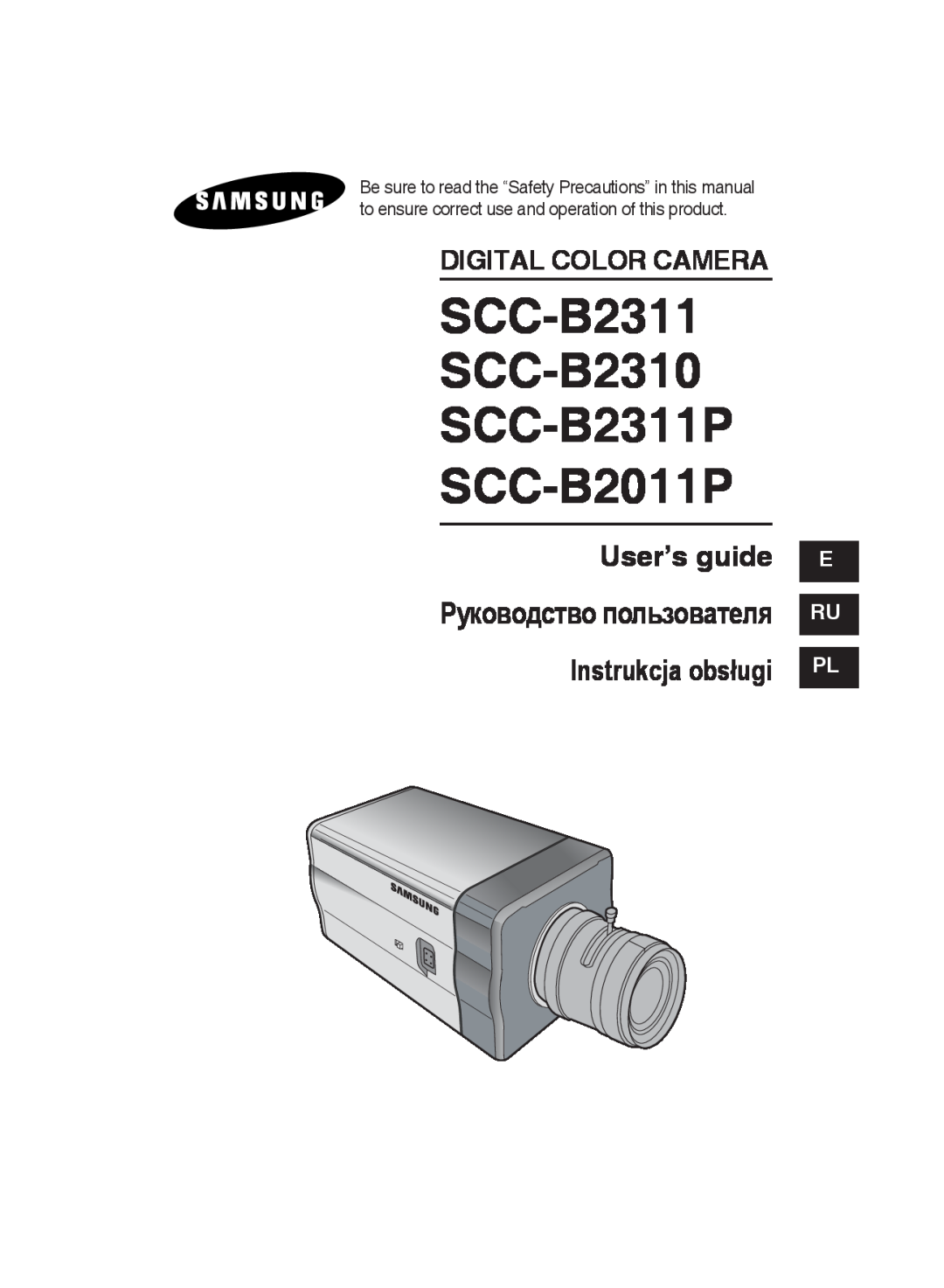 Samsung manual E E Ru Pl, SCC-B2311 SCC-B2310 SCC-B2311P SCC-B2011P, User’s guide, Digital Color Camera 
