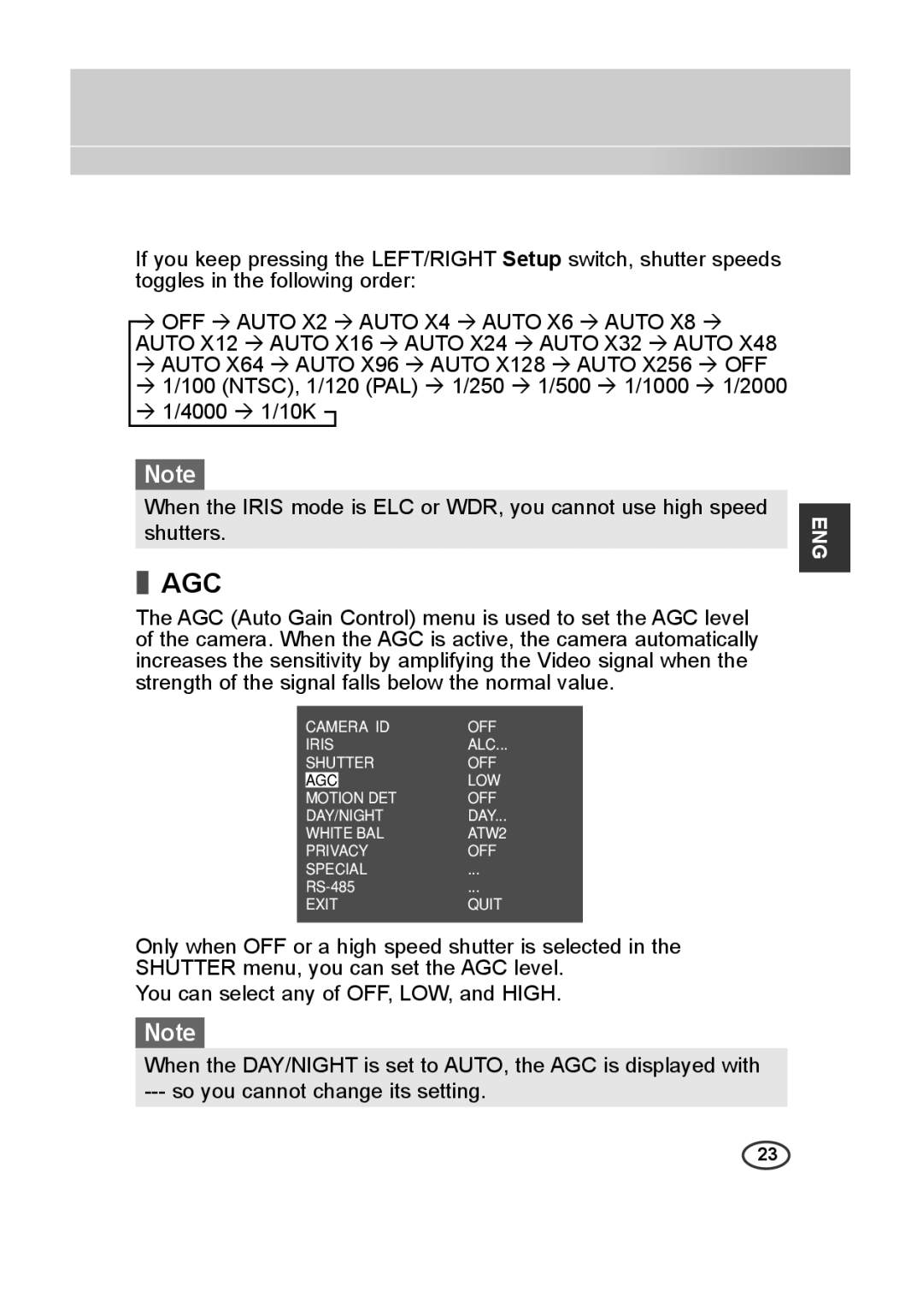 Samsung SCC-B2015P, SCC-B2315 (P) user manual Agc 