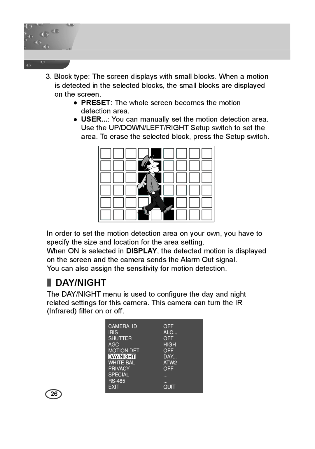 Samsung SCC-B2315 (P), SCC-B2015P user manual Day/Night 