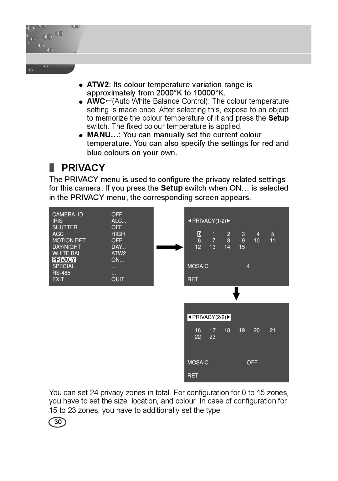 Samsung SCC-B2315 (P), SCC-B2015P user manual Privacy 