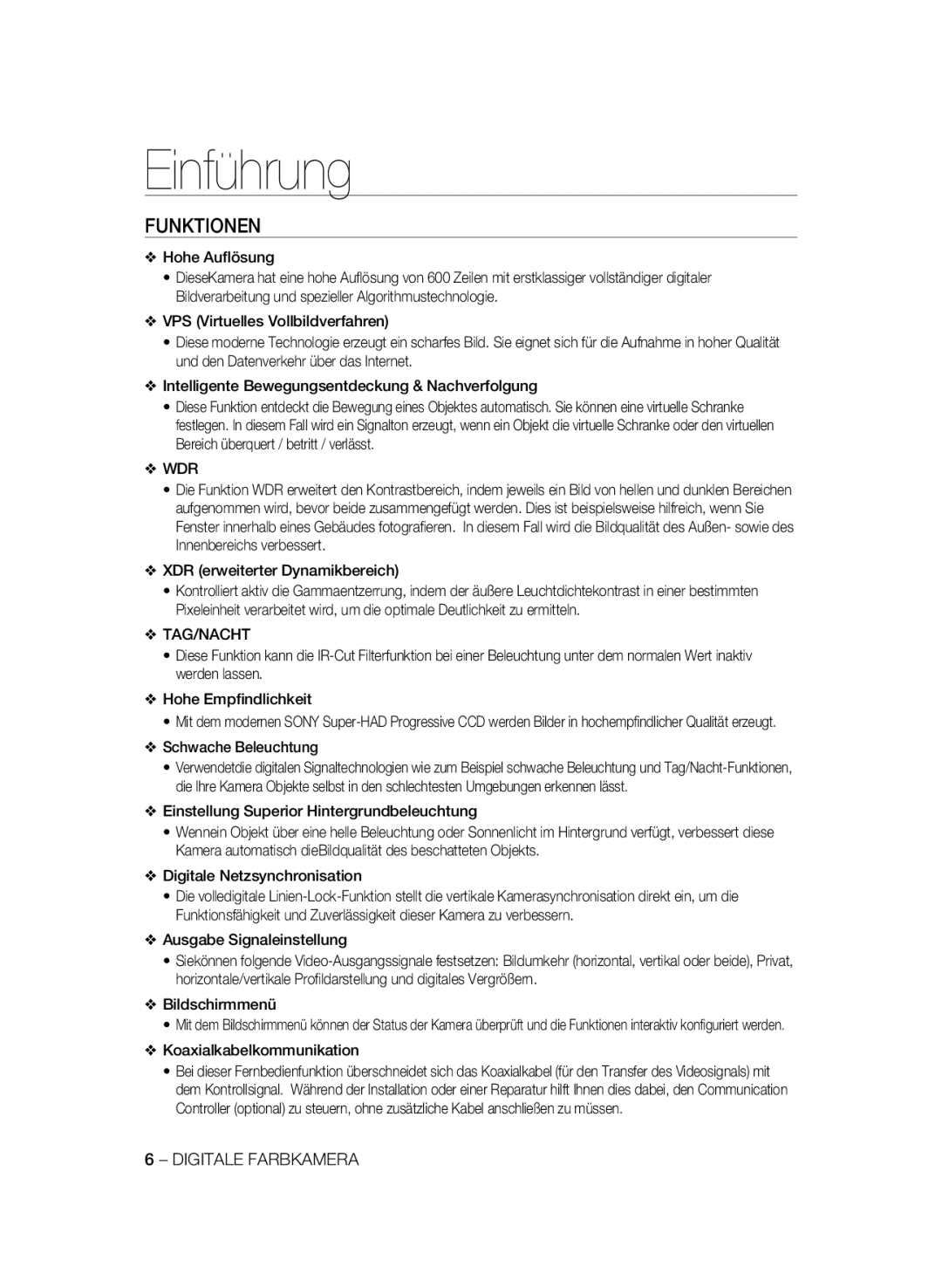 Samsung SCC-B2335P, SCC-B2035P manual Einführung, Funktionen, Tag/Nacht 