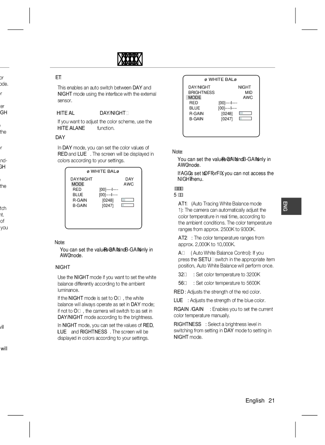 Samsung SCC-B2335P user manual Ext, White BAL 