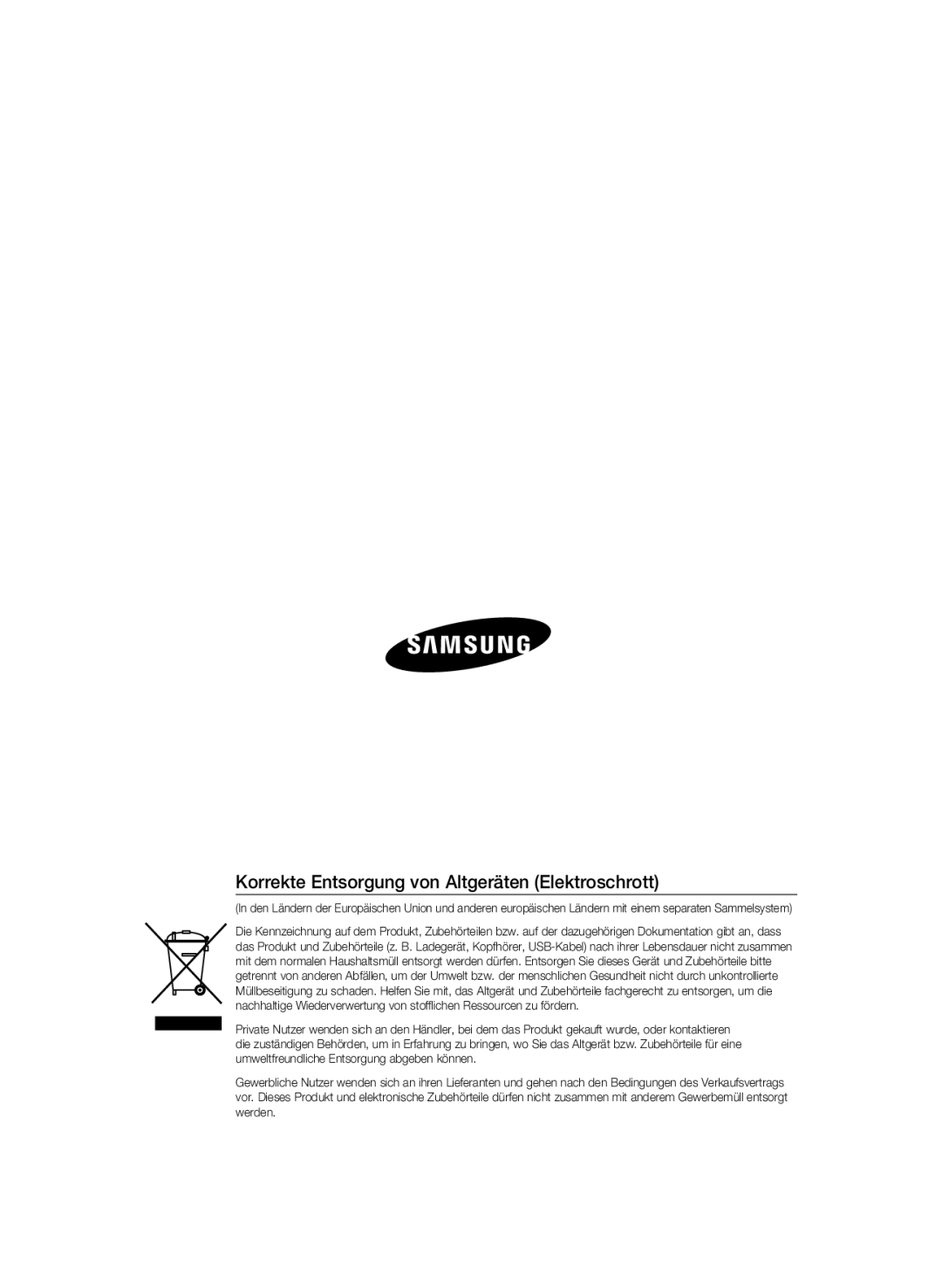 Samsung SCC-B2337P, SCC-B2037P manual Korrekte Entsorgung von Altgeräten Elektroschrott 