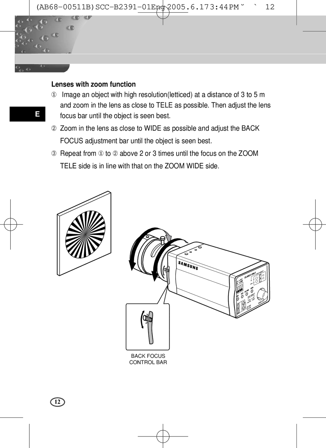 Samsung SCC-B2391(P), SCC-B2091(P), SCC-B2300 user manual Lenses with zoom function 