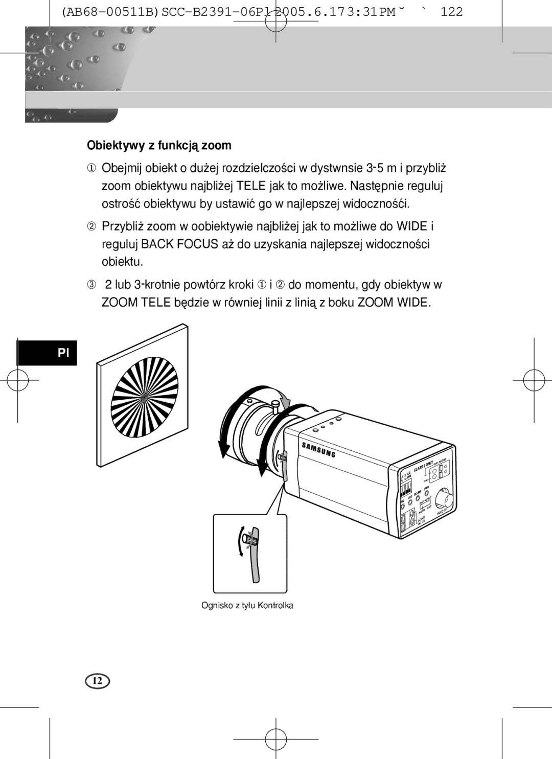 Samsung SCC-B2391(P), SCC-B2091(P), SCC-B2300 user manual Obiektywy z funkcjà zoom 