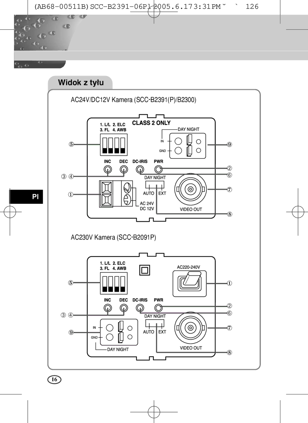 Samsung SCC-B2091(P), SCC-B2391(P), SCC-B2300 user manual Widok z ty∏u 