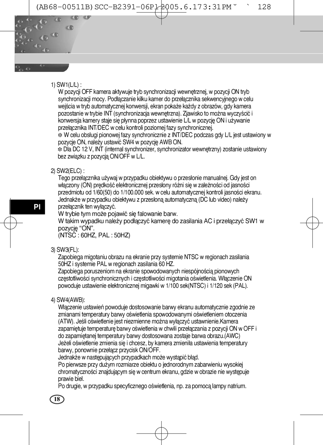 Samsung SCC-B2391(P), SCC-B2091(P), SCC-B2300 user manual Prze∏àcznik ten wy∏àczyç 