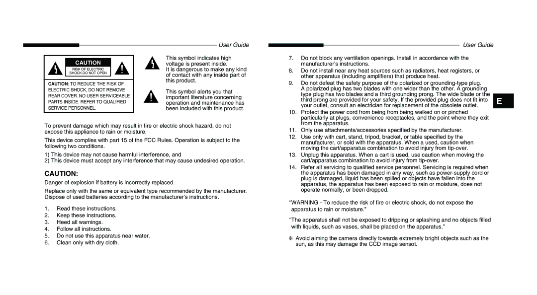 Samsung SCC-B5203P, SCC-B5203SP User Guide, From the apparatus, Cart/apparatus combination to avoid injury from tip-over 