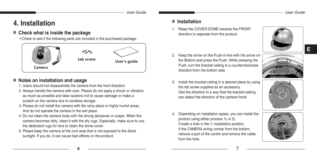 Samsung SCC-B5205(S)P, SCC-B5203(S)P manual Installation, Check what is inside the package 