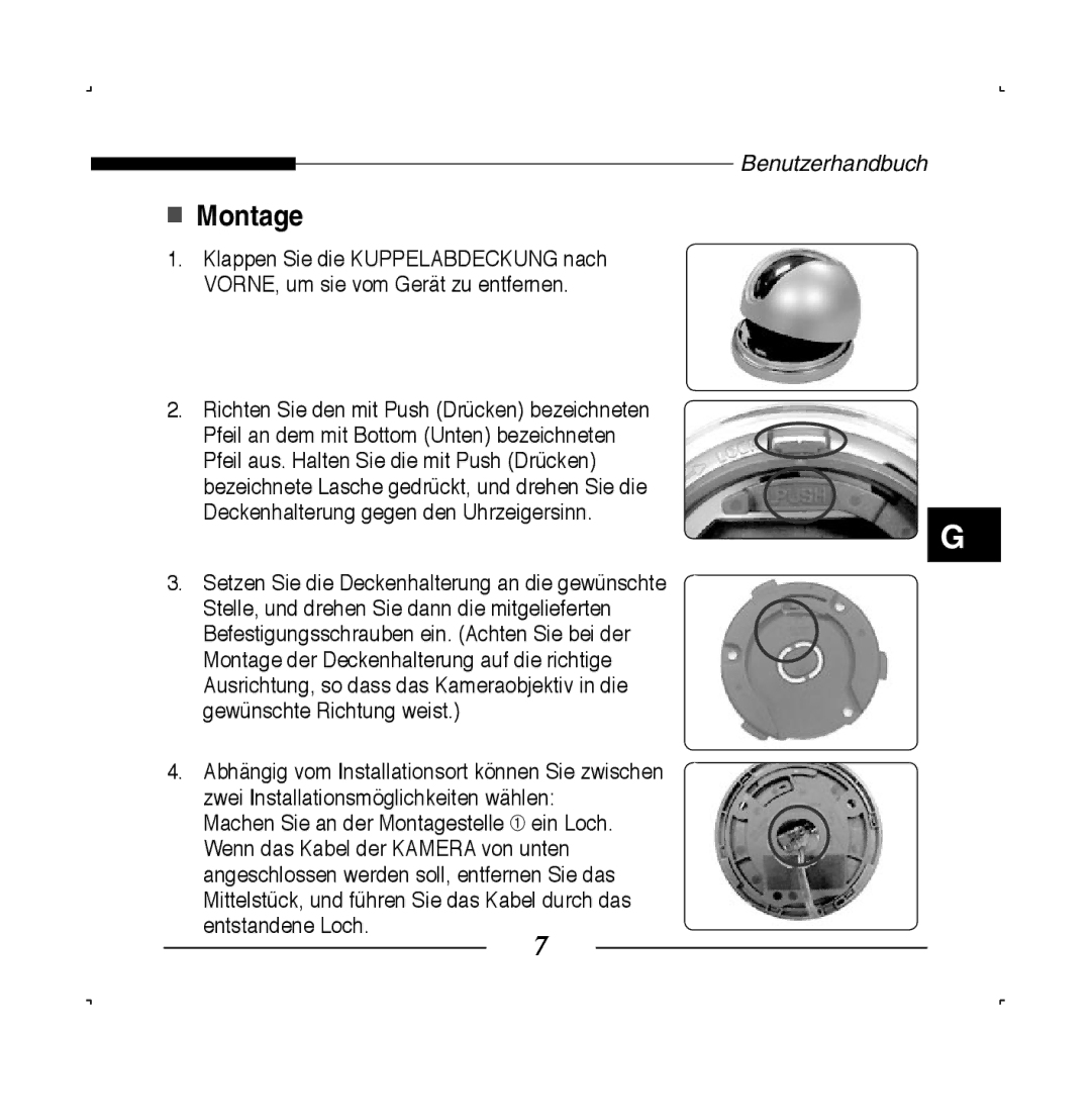 Samsung SCC-B5223BP, SCC-B5223P manual Montage 