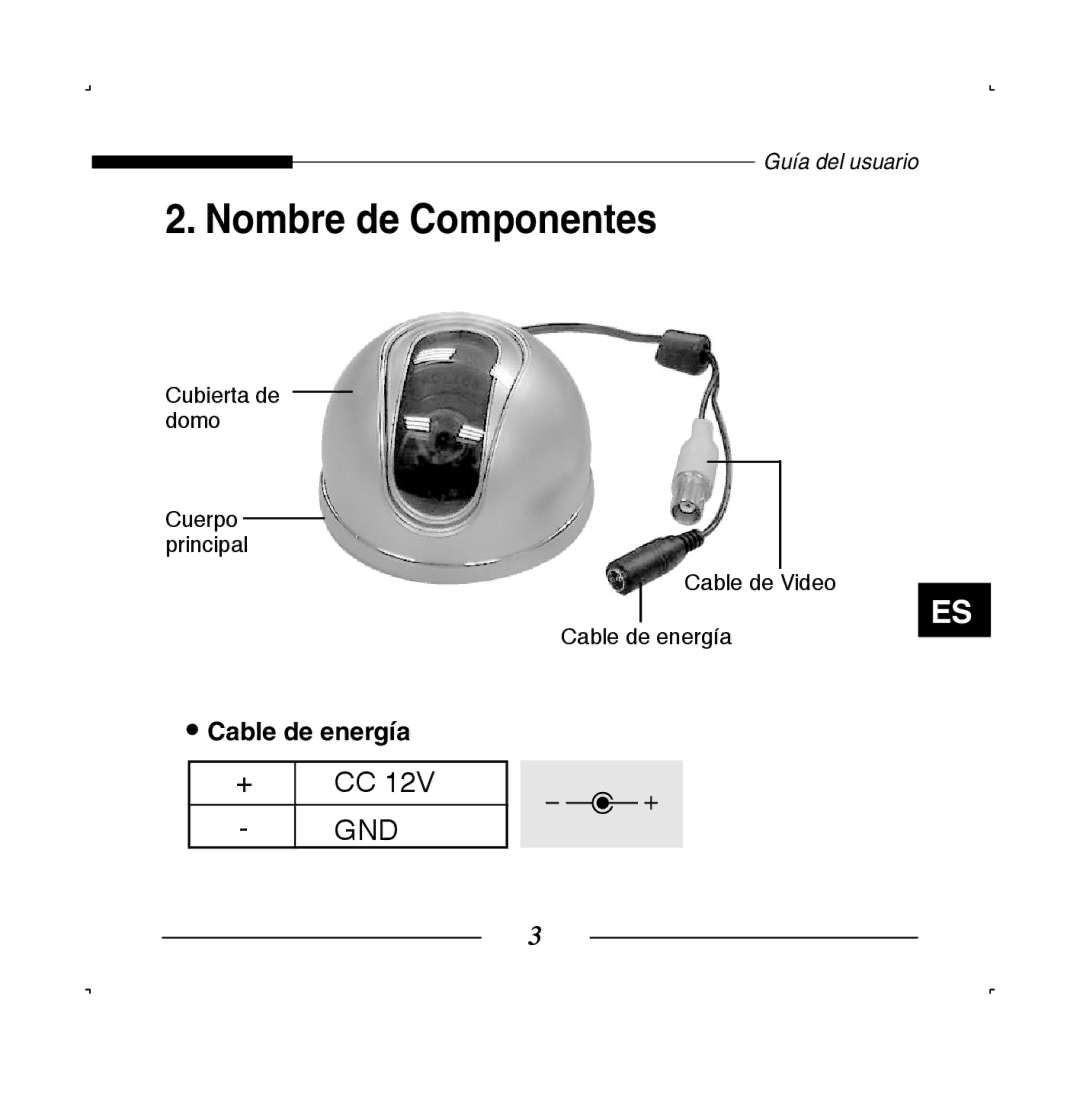 Samsung SCC-B5223BP, SCC-B5223P manual Nombre de Componentes 