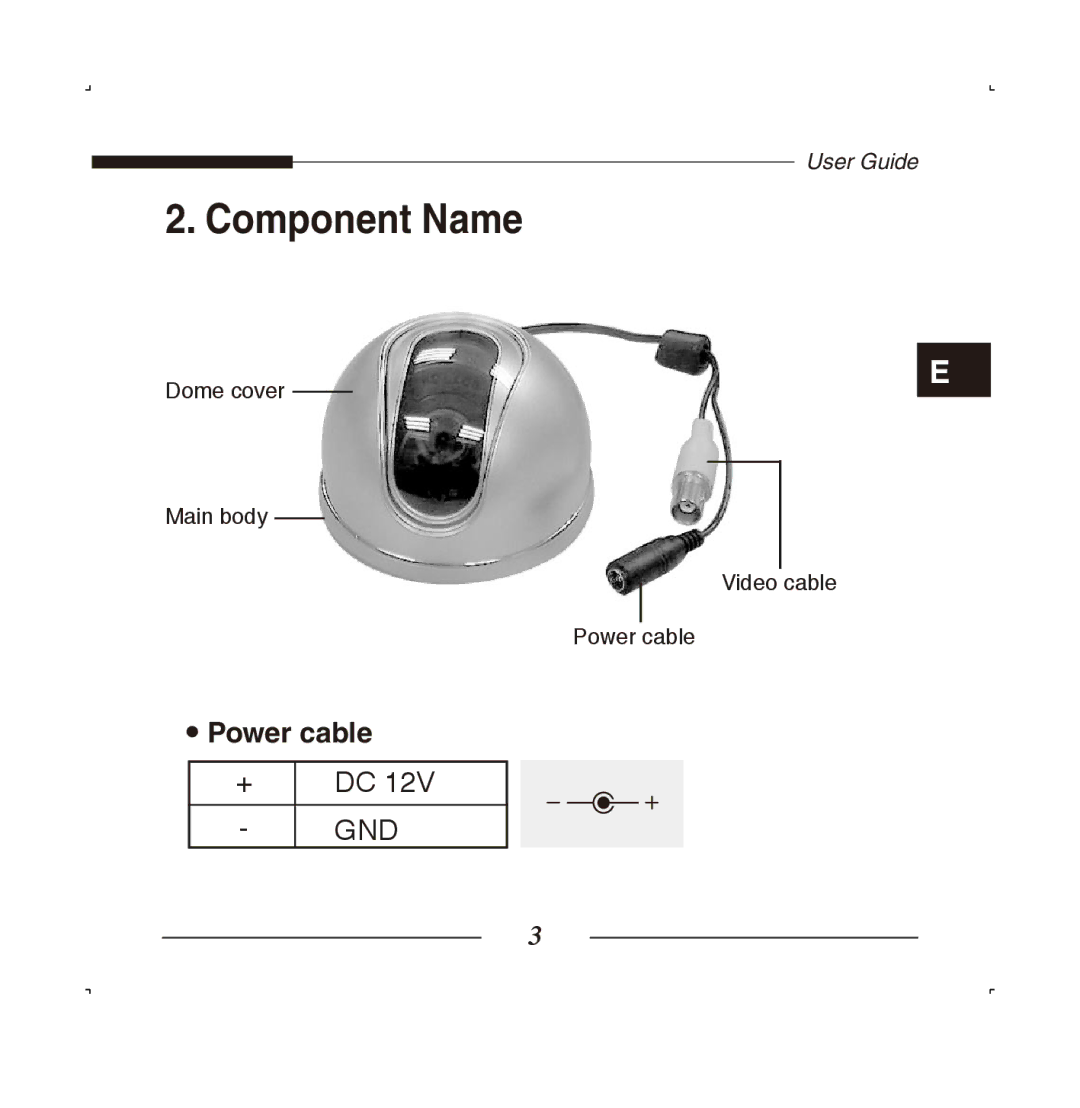 Samsung SCC-B5223P, SCC-B5223BP manual Component Name, Power cable 