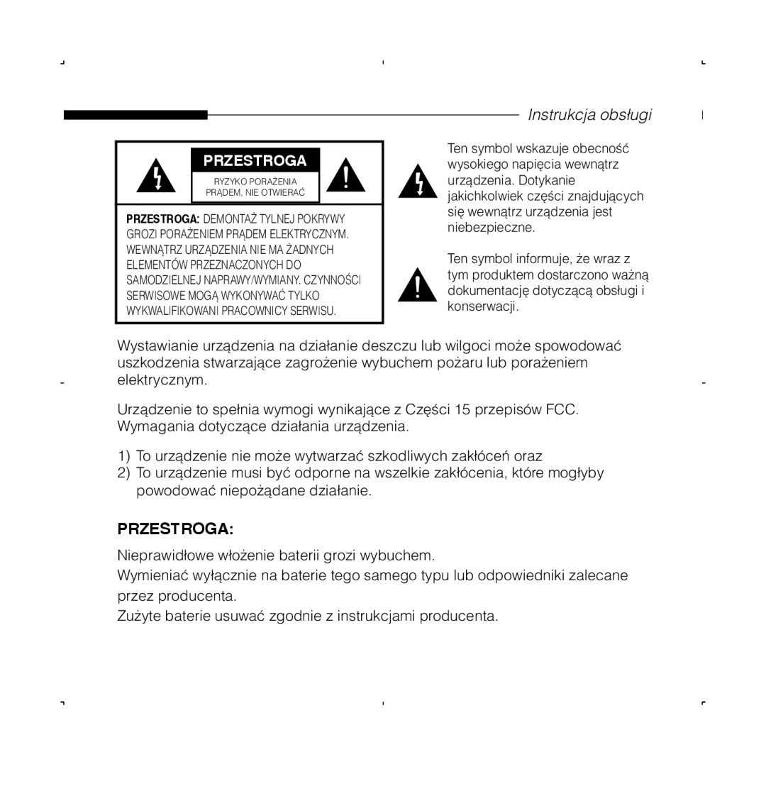 Samsung SCC-B5223BP, SCC-B5223P manual Przestroga 