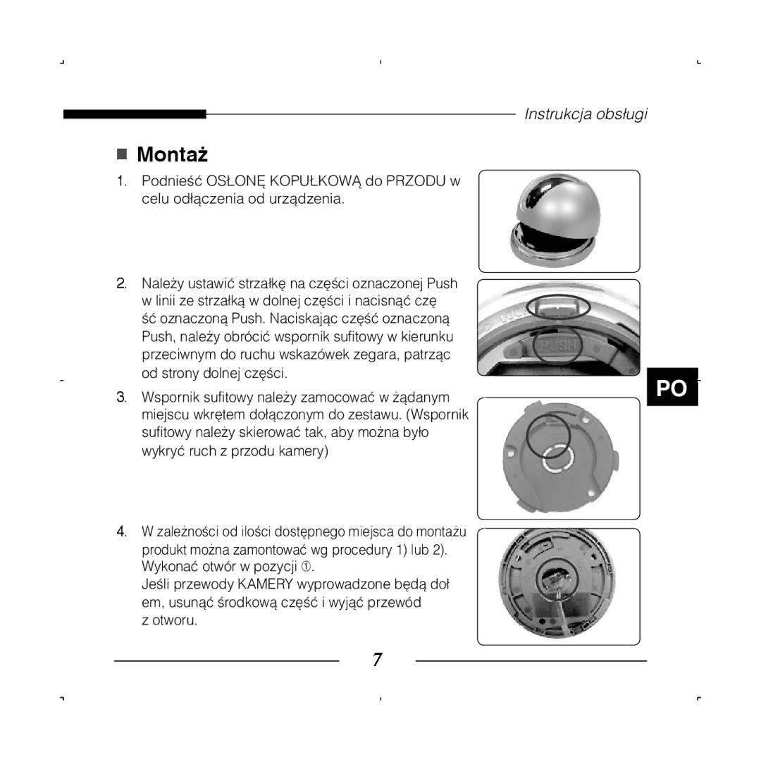 Samsung SCC-B5223P, SCC-B5223BP manual Montaż 