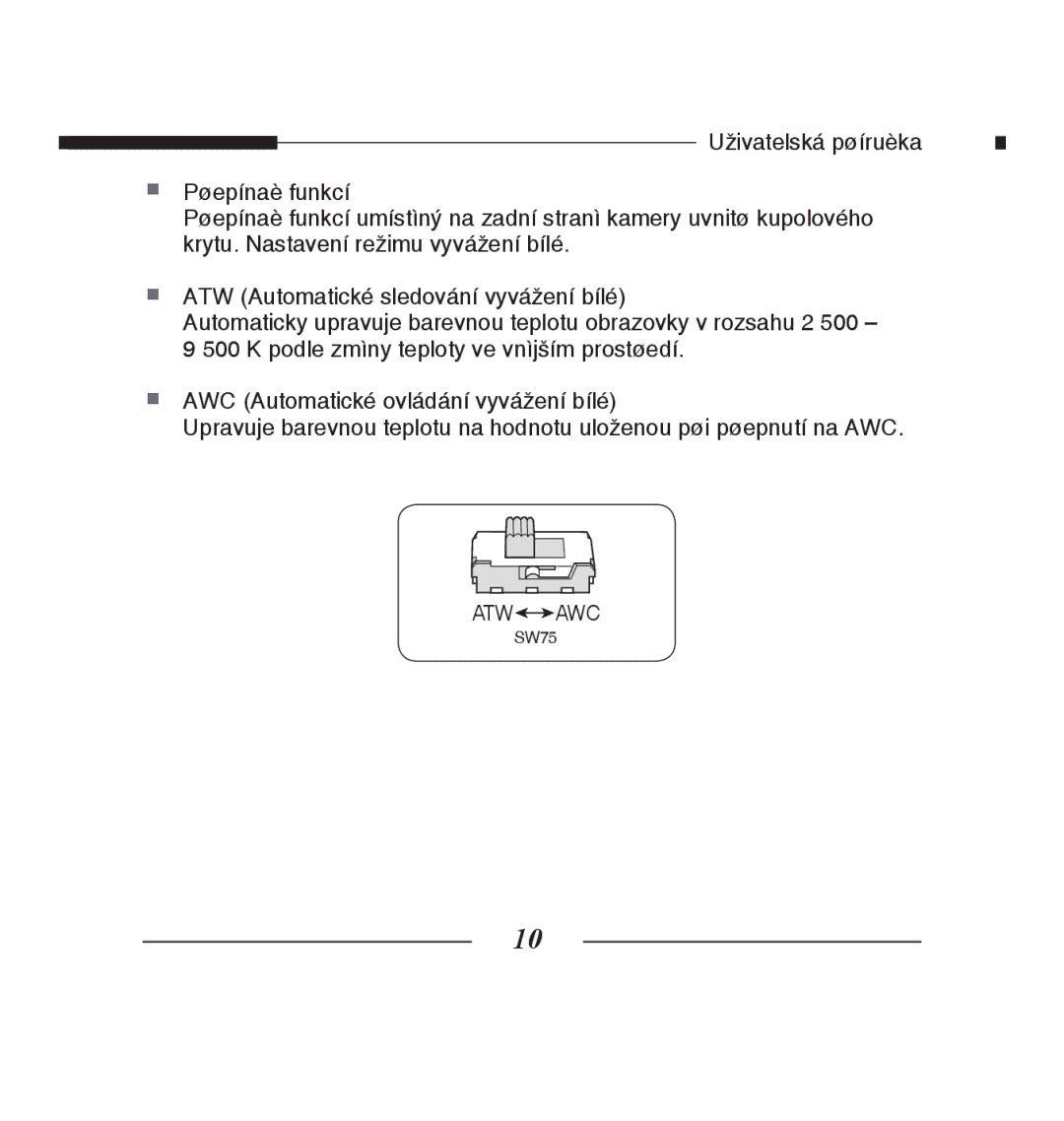 Samsung SCC-B5223BP, SCC-B5223P manual Atw Awc 