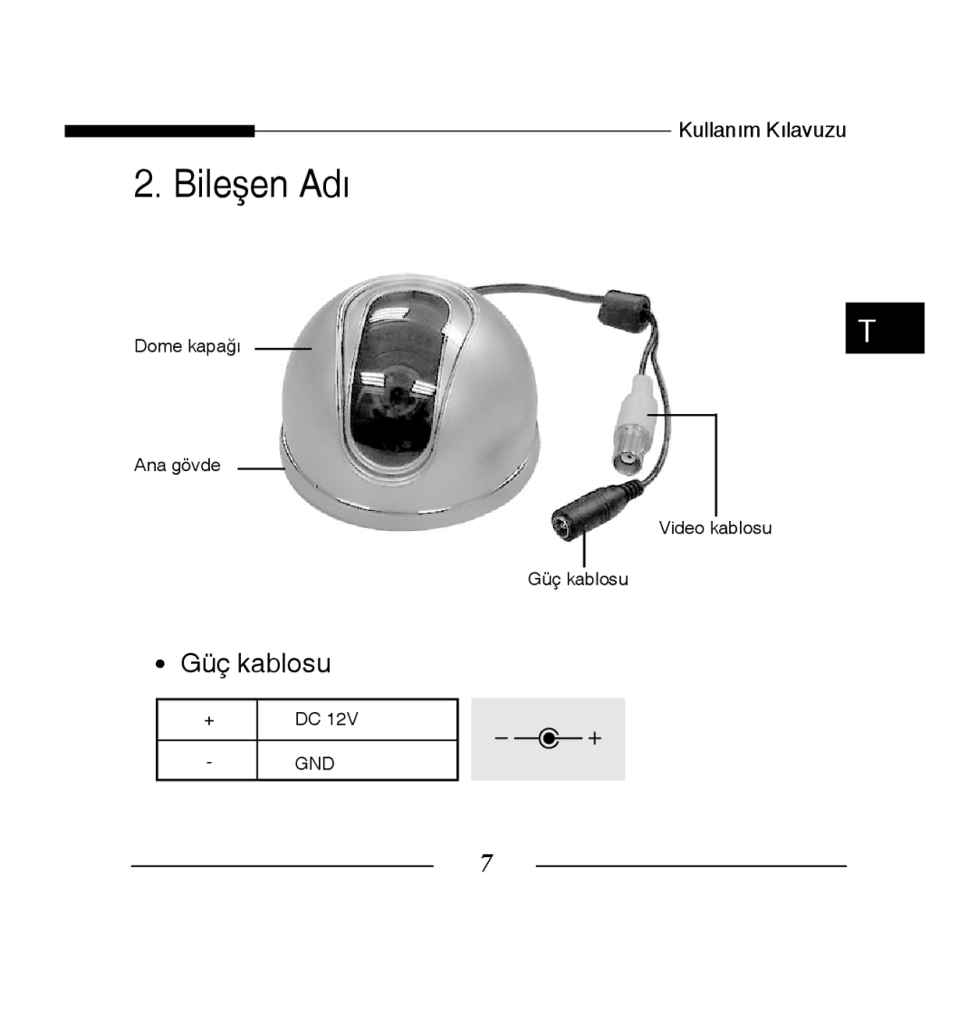 Samsung SCC-B5223BP, SCC-B5223P manual Bileşen Adı 