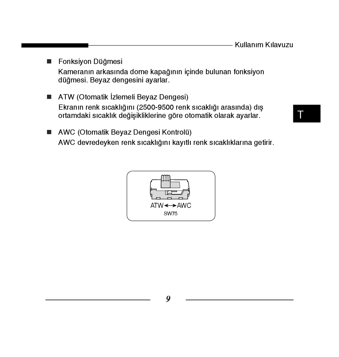 Samsung SCC-B5223BP, SCC-B5223P manual Atw Awc 