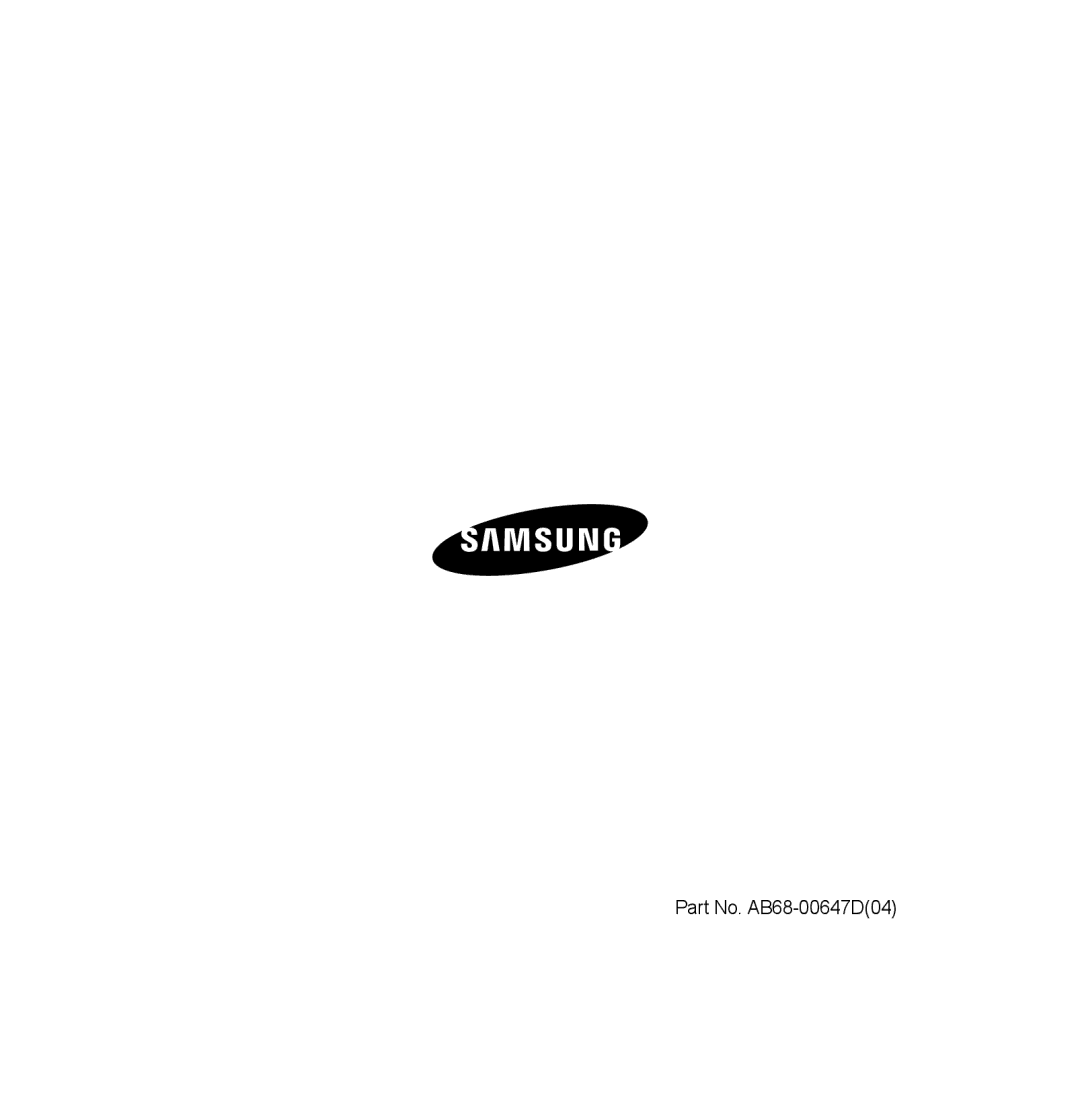 Samsung SCC-B5311BP, SCC-B5313P, SCC-B5315P, SCC-B5311P, SCC-B5315BP, SCC-B5313BP manual Part No. AB68-00647D04 