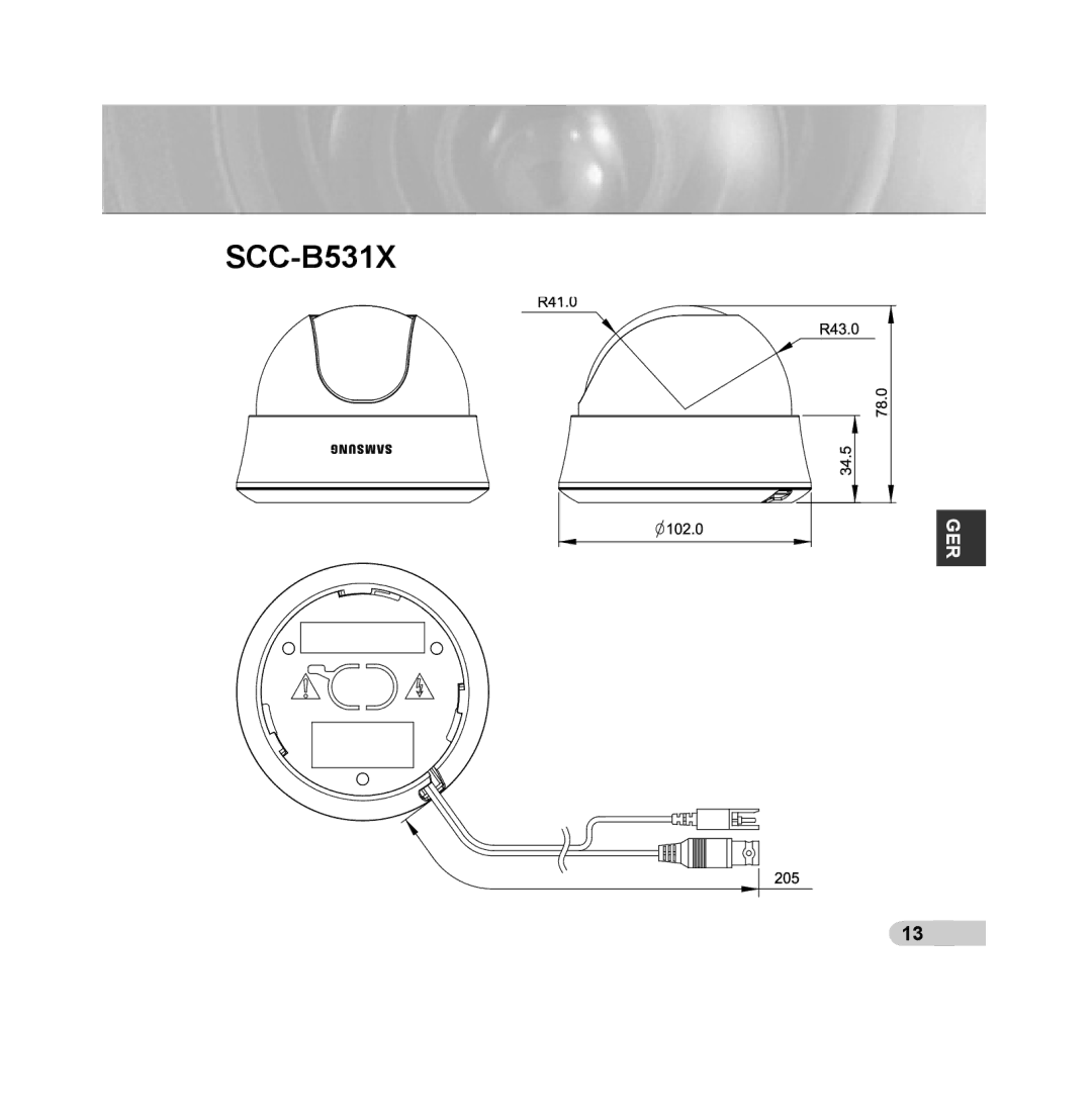 Samsung SCC-B5315BP, SCC-B5313P, SCC-B5315P, SCC-B5311P, SCC-B5311BP, SCC-B5313BP manual SCC-B531X 