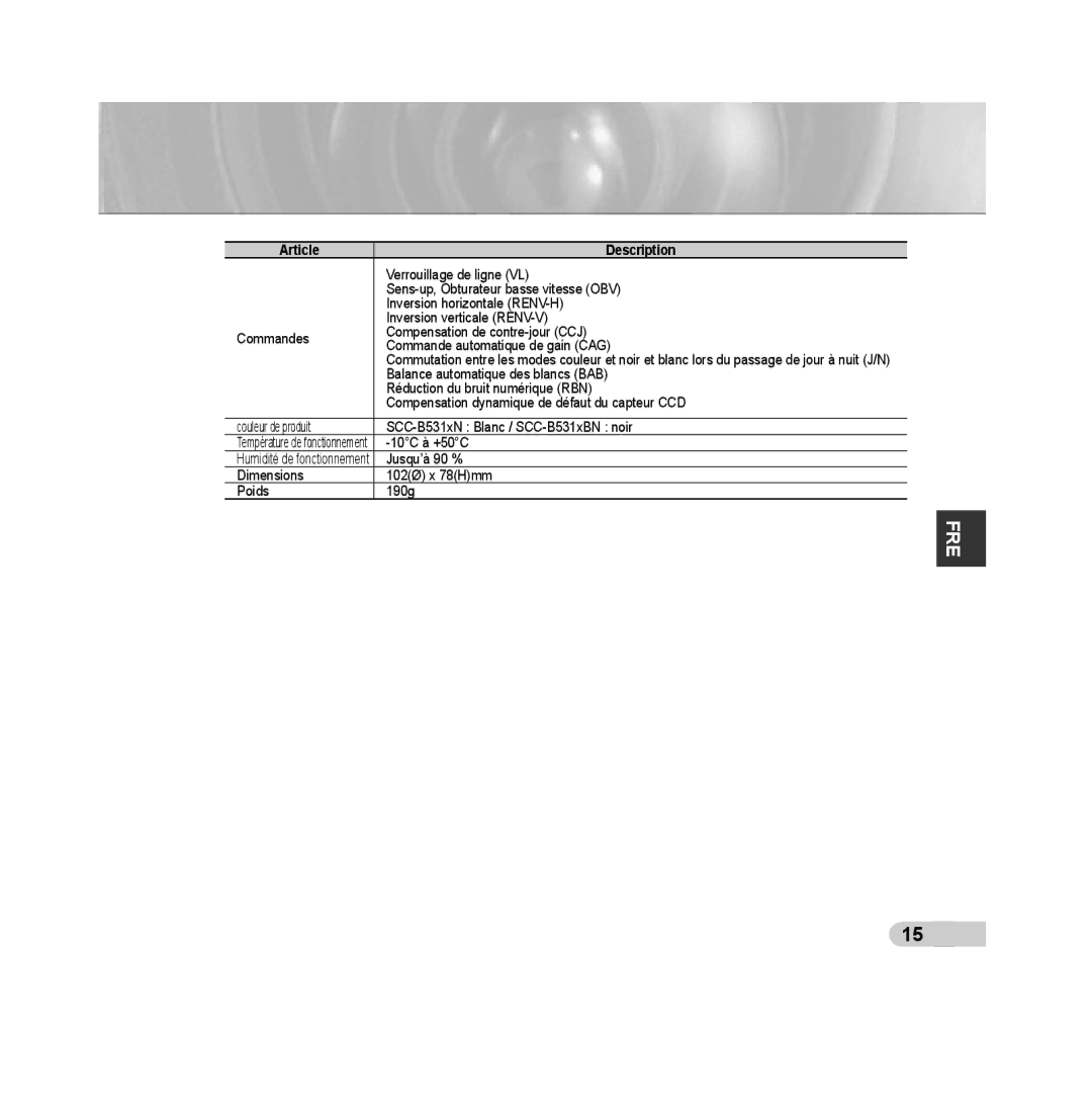 Samsung SCC-B5313BP, SCC-B5313P, SCC-B5315P, SCC-B5311P, SCC-B5315BP, SCC-B5311BP manual Verrouillage de ligne VL 