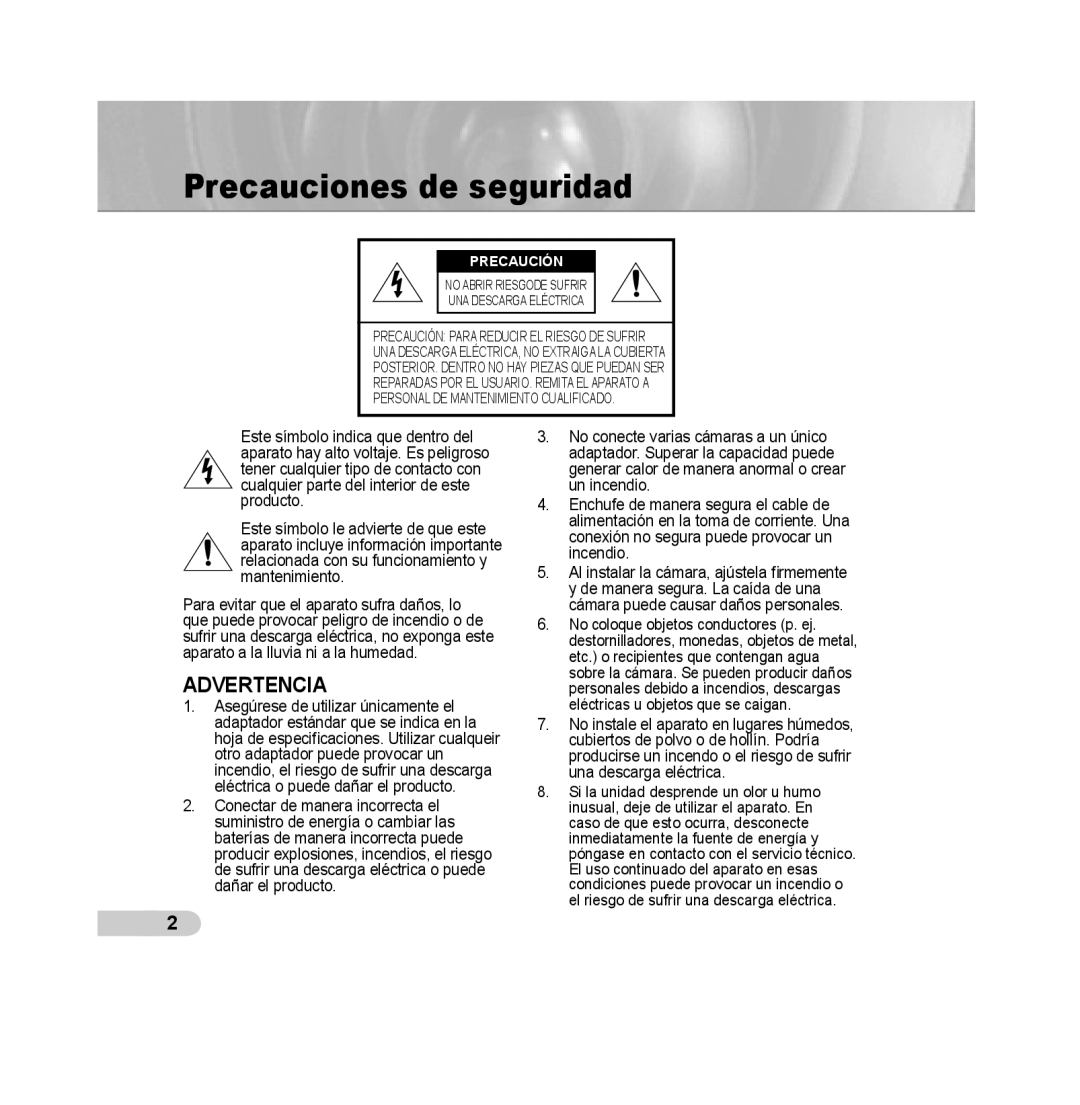 Samsung SCC-B5311BP, SCC-B5313P, SCC-B5315P, SCC-B5311P, SCC-B5315BP, SCC-B5313BP manual Precauciones de seguridad, Precaución 