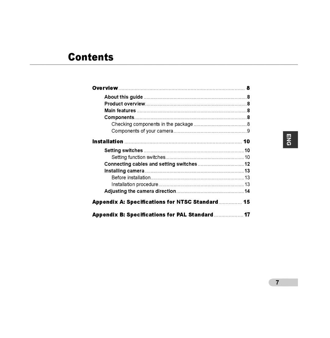 Samsung SCC-B531xP, SCC-B531xBN, SCC-B531xN, SCC-B531xBP manual Contents 