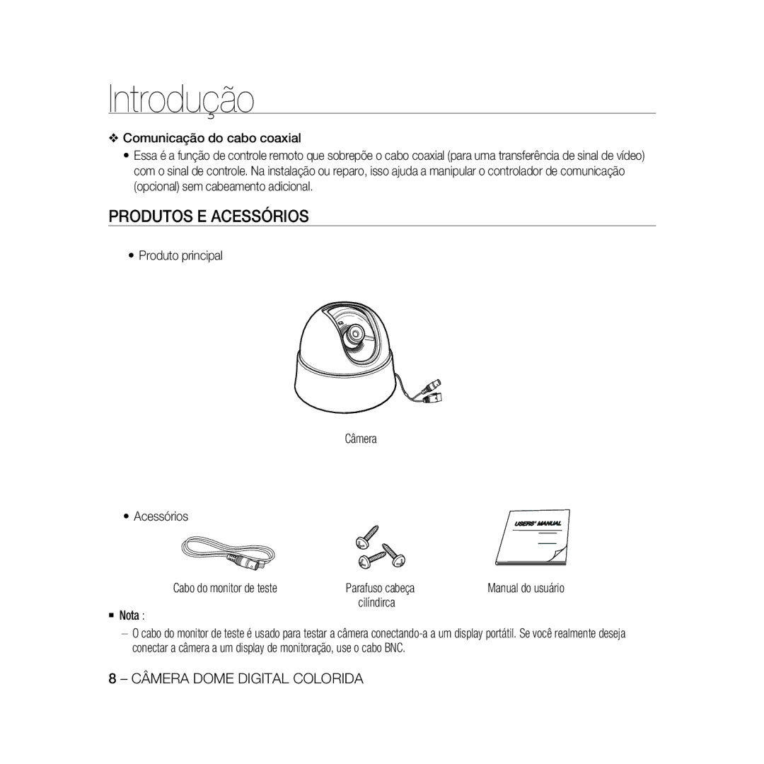 Samsung SCC-B5331BP, SCC-B5335P, SCC-B5335BP, SCC-B5333BP, SCC-B5331P, SCC-B5333P/CDM, SCC-B5331N manual Produtos E Acessórios 