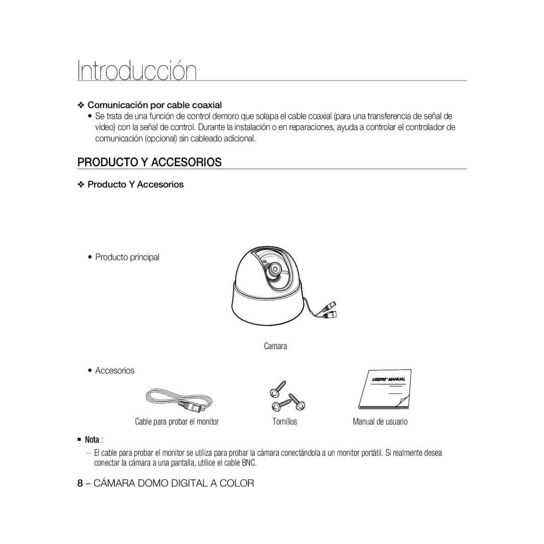 Samsung SCC-B5333P/CDM, SCC-B5335P, SCC-B5335BP, SCC-B5333BP, SCC-B5331P, SCC-B5331BP, SCC-B5331N manual Producto Y Accesorios 