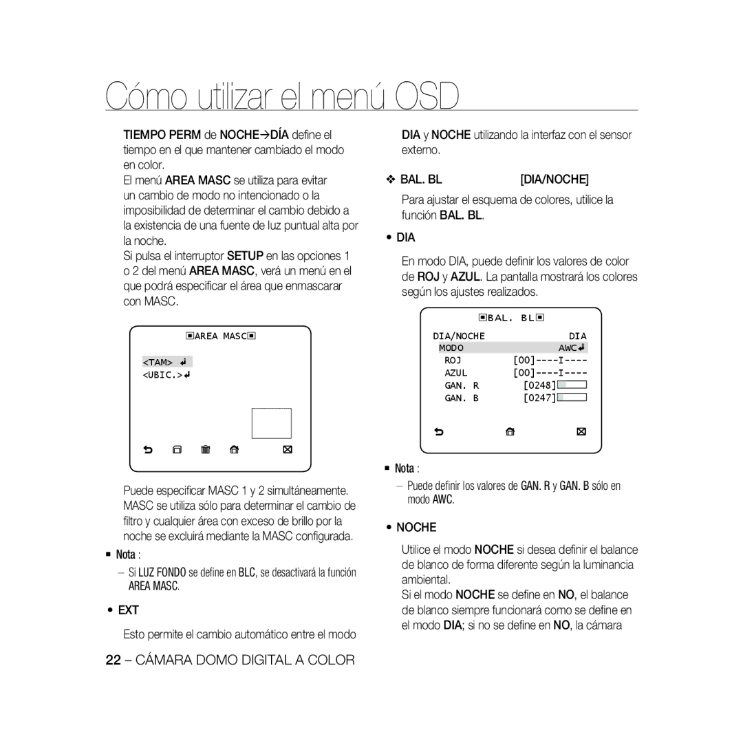 Samsung SCC-B5331P, SCC-B5335P, SCC-B5335BP, SCC-B5333BP, SCC-B5331BP, SCC-B5333P/CDM, SCC-B5331N Area Masc EXT, ‹Area Masc‹ 