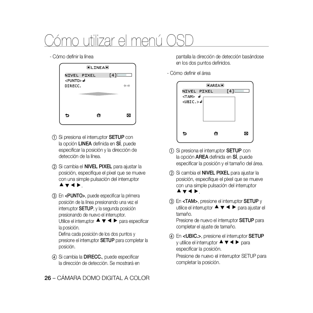 Samsung SCC-B5335P, SCC-B5335BP, SCC-B5333BP, SCC-B5331P, SCC-B5331BP, SCC-B5333P/CDM, SCC-B5331N manual Cómo deﬁnir la línea 