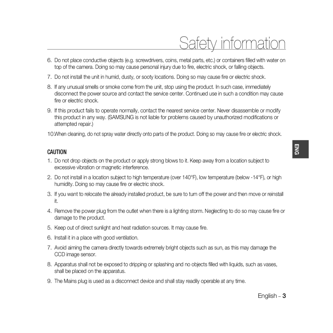 Samsung SCC-B5335P, SCC-B5335BP, SCC-B5333BP, SCC-B5331P, SCC-B5331BP, SCC-B5333P/CDM, SCC-B5331N manual English 