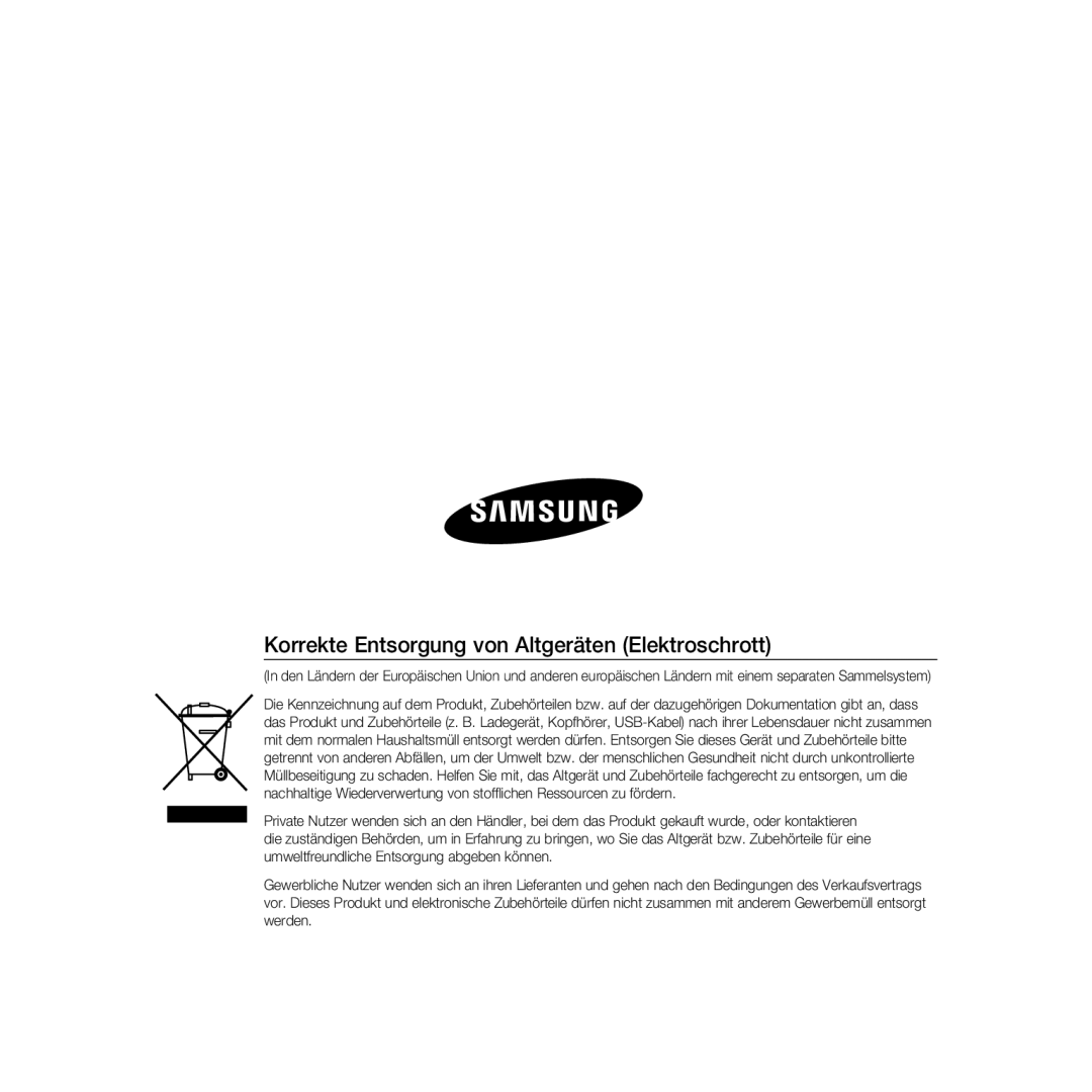 Samsung SCC-B5333BP, SCC-B5335P, SCC-B5335BP, SCC-B5333P, SCC-B5331P manual Korrekte Entsorgung von Altgeräten Elektroschrott 