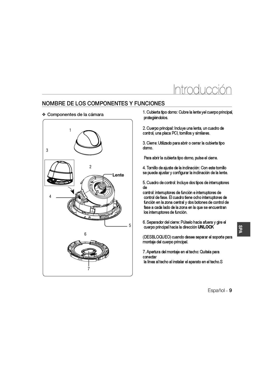 Samsung SCC-B5333P, SCC-B5335P, SCC-B5335BP, SCC-B5333BP, SCC-B5331P Nombre DE LOS Componentes Y Funciones, Protegiéndolos 