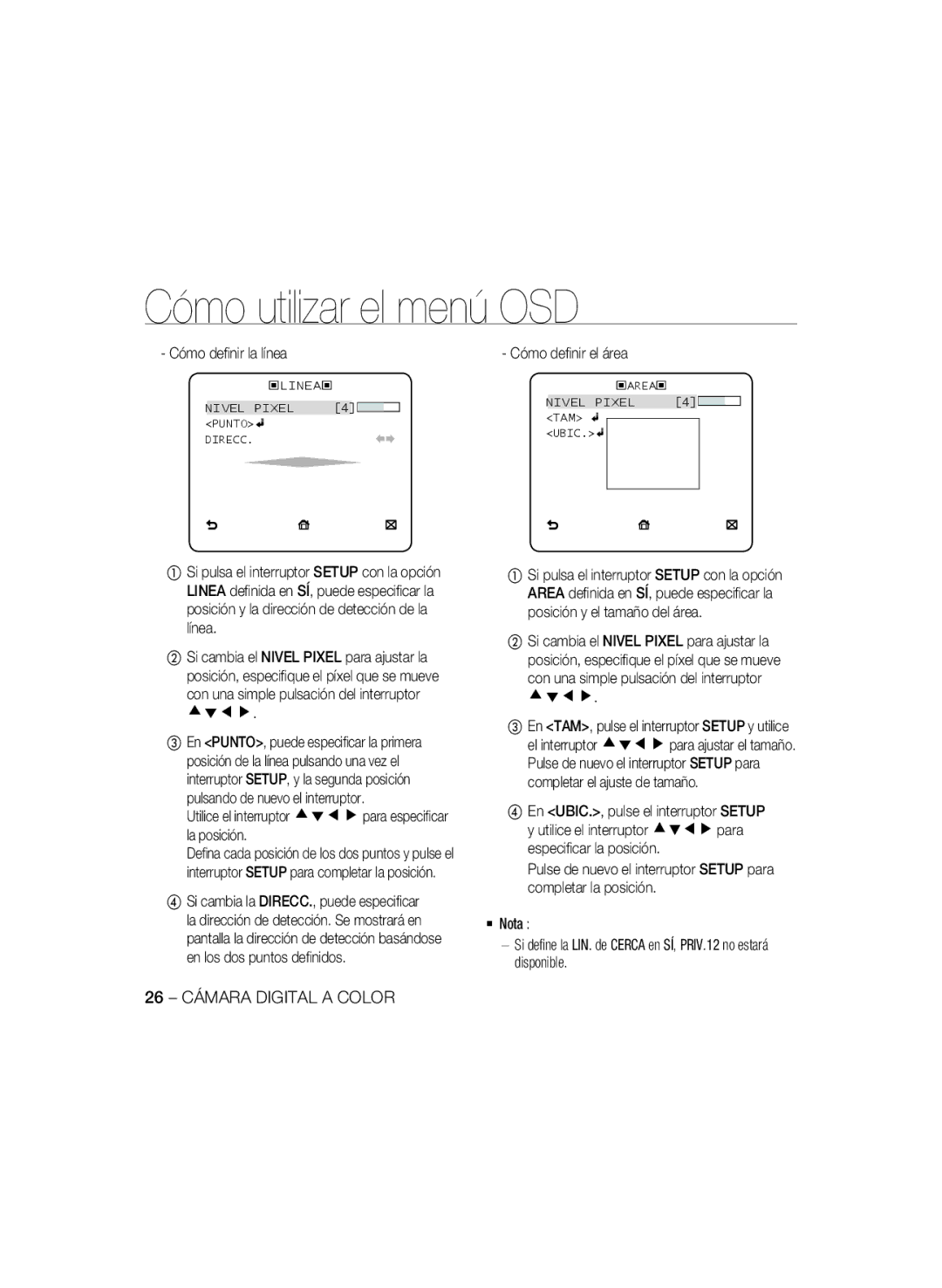 Samsung SCC-B5331P, SCC-B5335P, SCC-B5335BP manual Con una simple pulsación del interruptor cdef, 26 Cámara Digital a Color 