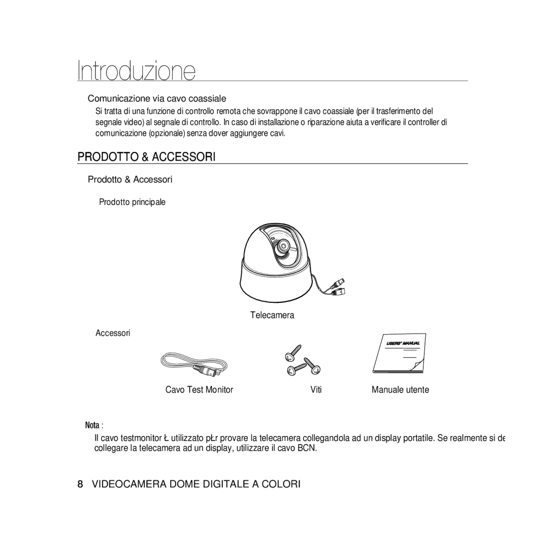 Samsung SCC-B5331BP, SCC-B5335P, SCC-B5335BP, SCC-B5333BP, SCC-B5331P, SCC-B5333P/CDM, SCC-B5331N manual Prodotto & Accessori 