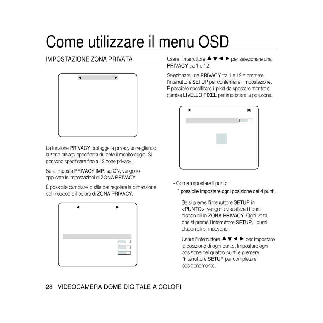 Samsung SCC-B5335BP, SCC-B5335P Impostazione Zona Privata, Privacy IMP Stile MOSAICO1, Privacy IMP Stile Colore Livello Y 