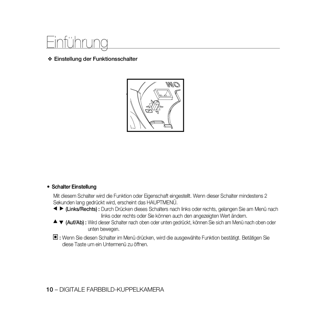 Samsung SCC-B5335P, SCC-B5335BP, SCC-B5333BP, SCC-B5331P, SCC-B5331BP, SCC-B5333P/CDM, SCC-B5331N manual Einführung 