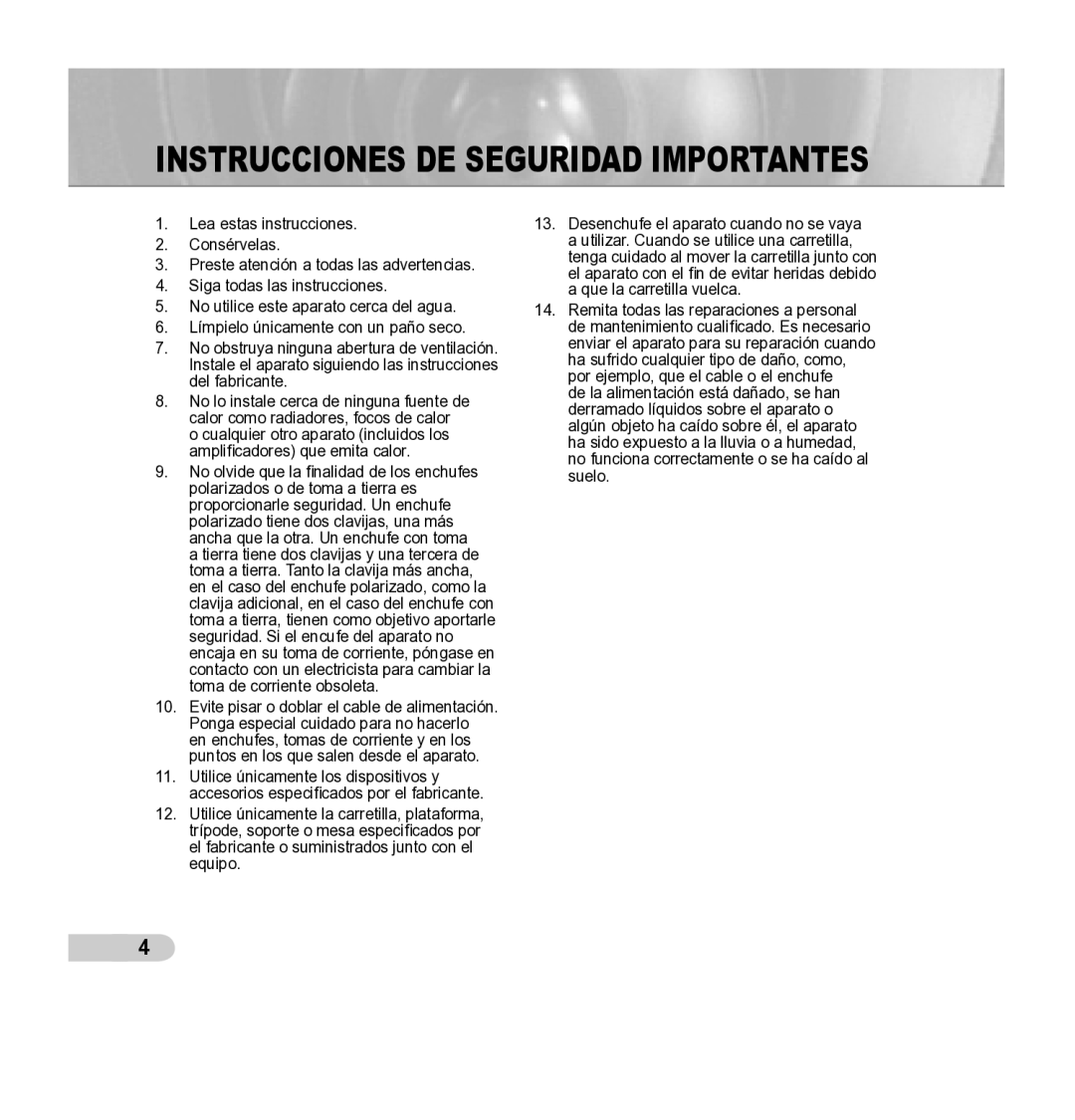 Samsung SCC-B5342P, SCC-B5343P manual Instrucciones de seguridad importantes 