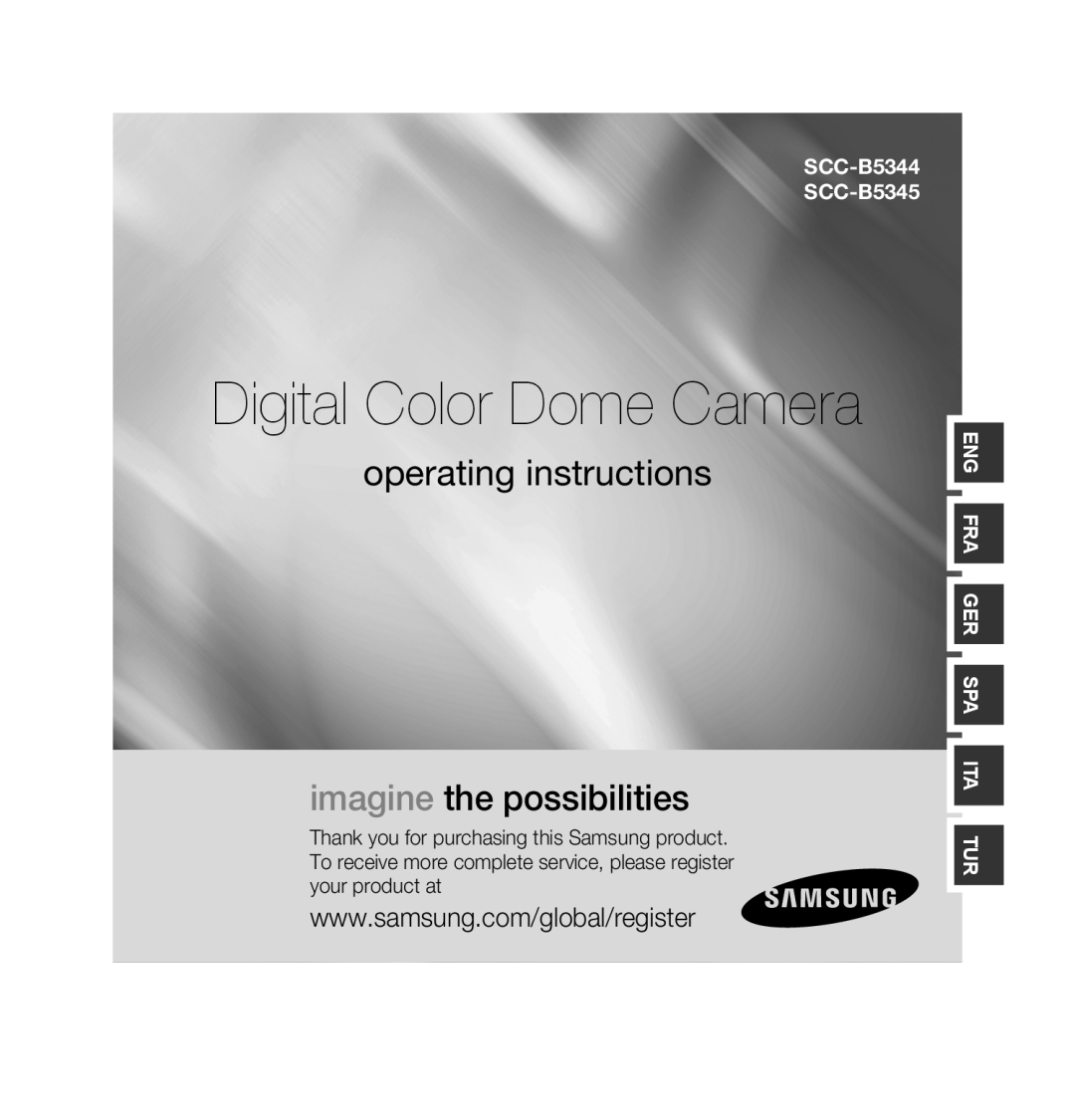 Samsung operating instructions SCC-B5344 SCC-B5345, Digital Color Dome Camera, Eng Fra Ger Spa Ita Tur 