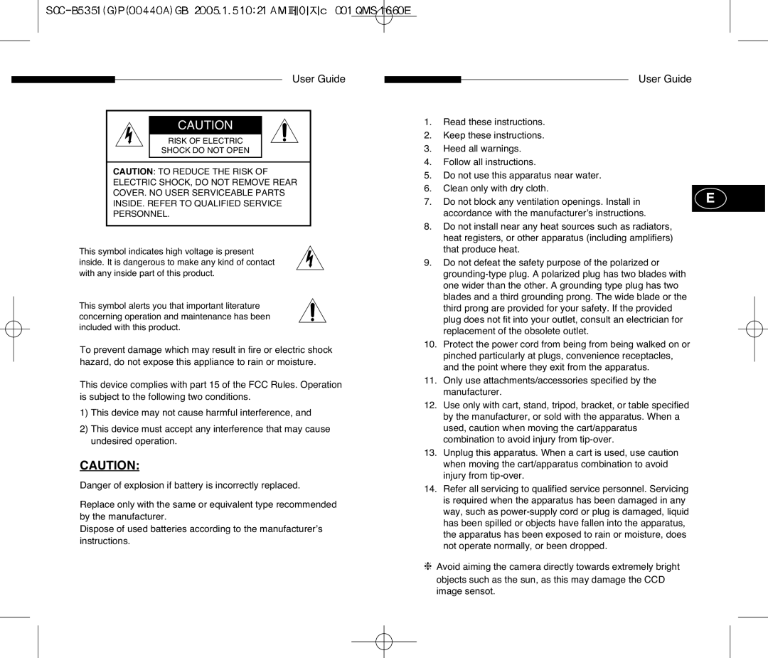 Samsung SCC-B5351 manual User Guide 