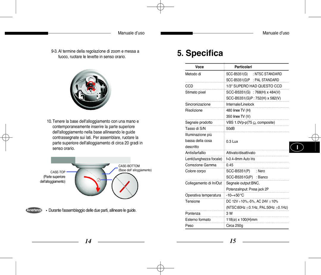 Samsung SCC-B5351 manual Specifica, Voce, CCD Supero had Questo CCD 