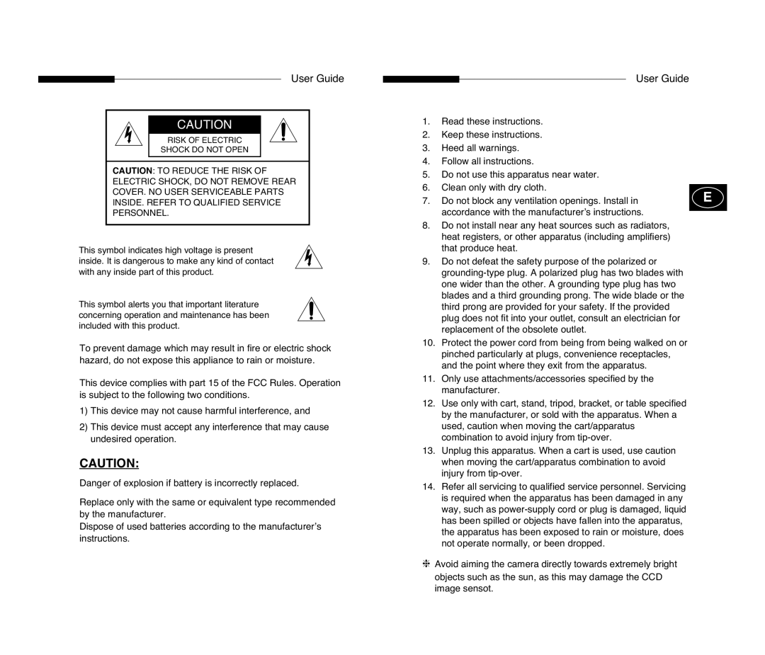 Samsung SCC-B5351GP, SCC-B5351P manual User Guide 