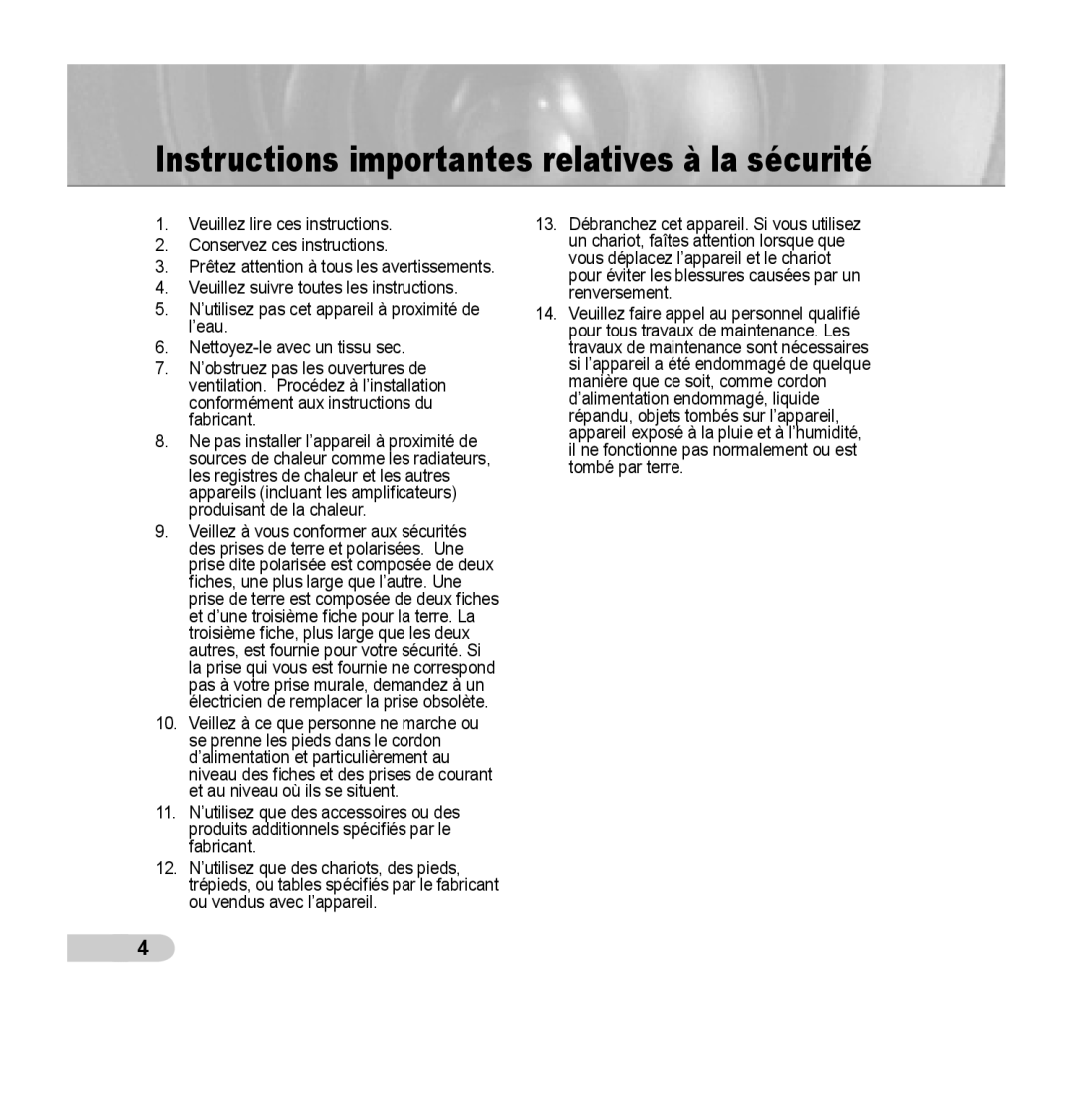 Samsung SCC-B5352P, SCC-B5353P, SCC-B5352SP, SCC-B5353SP manual Instructions importantes relatives à la sécurité 