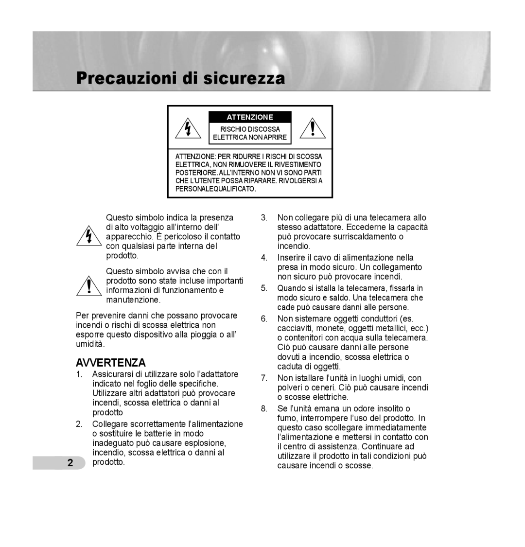 Samsung SCC-B5352SP, SCC-B5352P, SCC-B5353P, SCC-B5353SP manual Precauzioni di sicurezza, Attenzione 