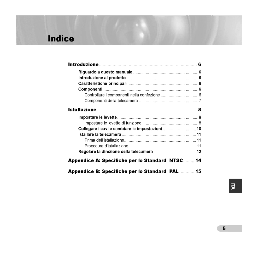 Samsung SCC-B5353P Indice, Riguardo a questo manuale Introduzione al prodotto, Controllare i componenti nella confezione 