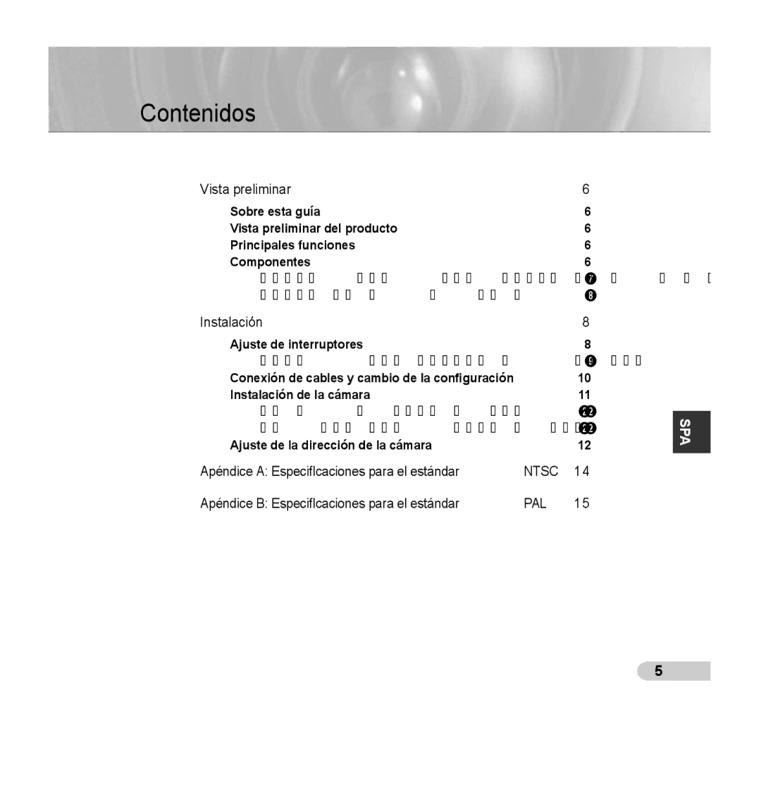 Samsung SCC-B5353SP, SCC-B5352P, SCC-B5353P, SCC-B5352SP manual Contenidos 