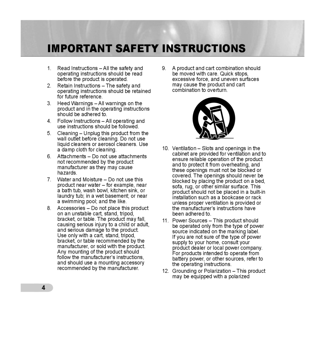 Samsung SCC-B5352P, SCC-B5353P, SCC-B5352SP, SCC-B5353SP manual Important Safety Instructions 